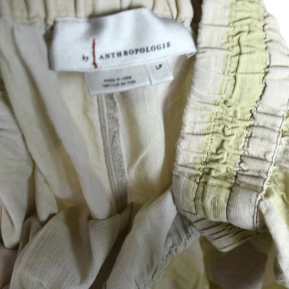 Anthropologie Shorts Lime Ivory Striped Shorts Large Petite *Missing Drawstring* - Picture 6 of 10